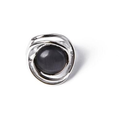 2020 Fashion Jewelry Silver Round Ring with Black Rhinestone