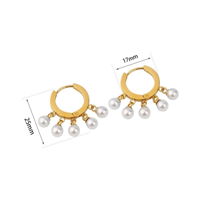 Retro Faux Freshwater Baroque Pearl Gilt Hoops Fashion Women Embrace Drop Pearl Earrings