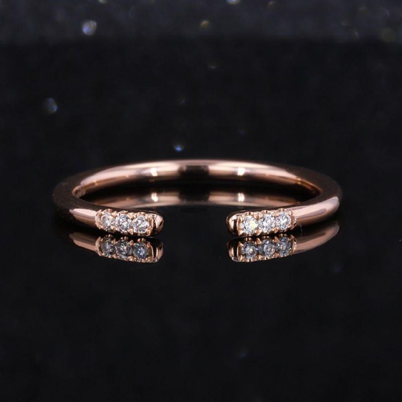 Adjustable Ring Gold Color Jewelry Moissanite Rings Simple Design Wedding Bands or Rings Gold Plated Women′ S