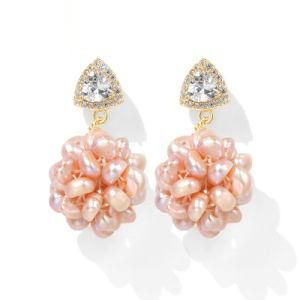 Fashion Earrings Jewelry Custom Crystal Pearl Stud Earring