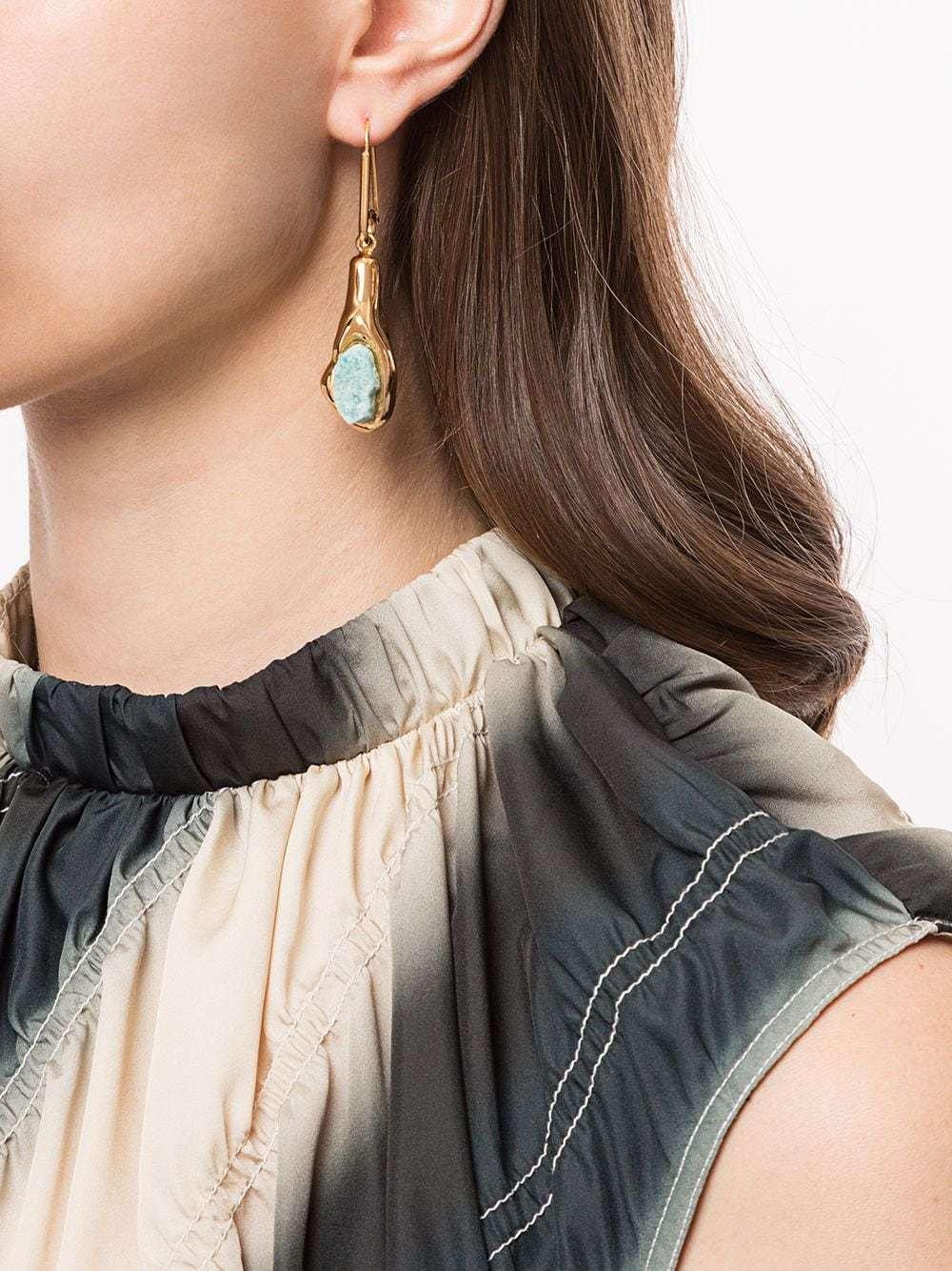Fashion Simple Metal Inlaid Jade Earrings Jewelry