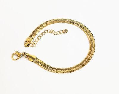 Stainless Steel Flat Snake Chain in Gold Silver for Women Men Charm Fashion Snake Chain Necklace Hip-Hop Jewelry