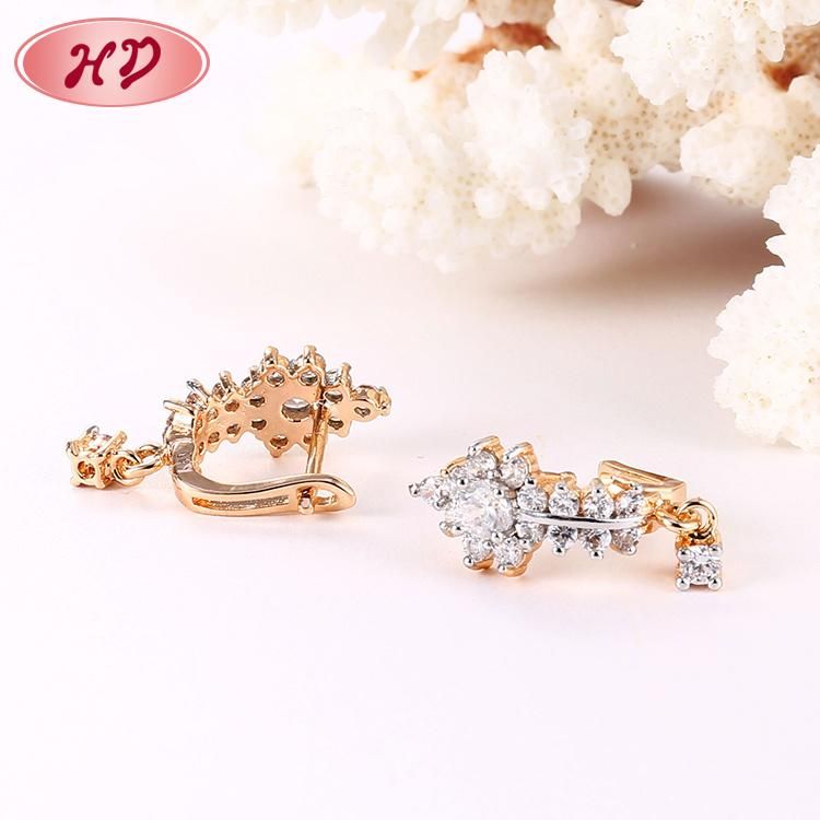 Fashion Costume Jewelry Women 14K 18K Gold Plated Imitation Hoop Huggie Earring with CZ Pearl
