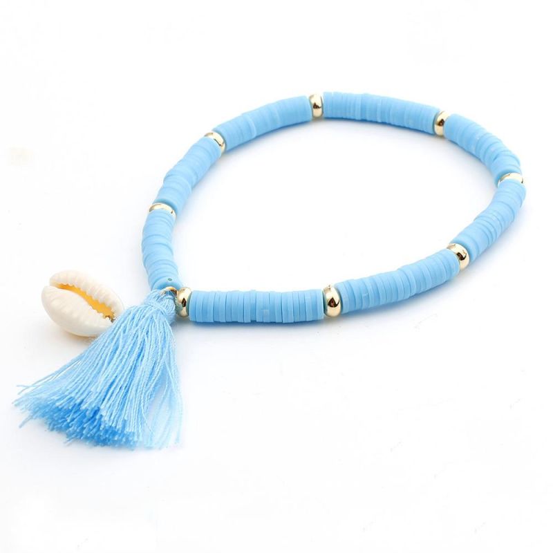 2021 Hot Selling Bohemian Rainbow Colorful Conch Tassel Bracelet for Vacation