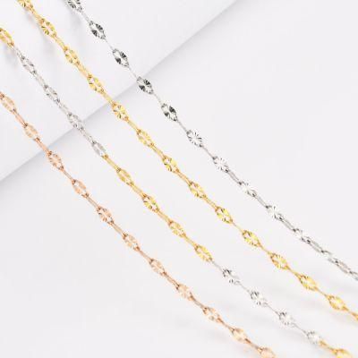 Wholesale Fashion 18K Gold Plated Lip Chain Embossed Handcraft Layering Necklace Bracelet Anklet Making Jewelry