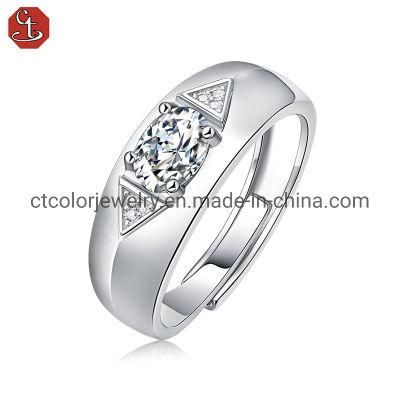 1 Carat Moissanite diamond fashion men&prime;s jewelry sterling silver ring for man