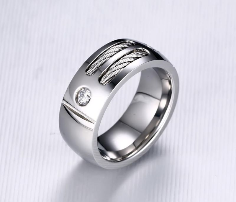 Silver Wia Fashion Rings Vintage Wedding Thick Titanium Men′ S Ring