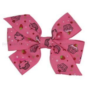 Printed Cupcake Grosgrain Ribbon Bowknot Hair Clip Fashion Hair Grip