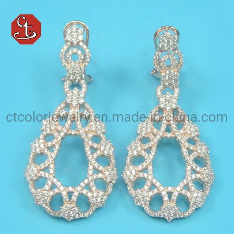 Chinese Manufacturer Jewelry Hot Selling 3A Cubic Zircon Earrings Luxury Drop Earrings