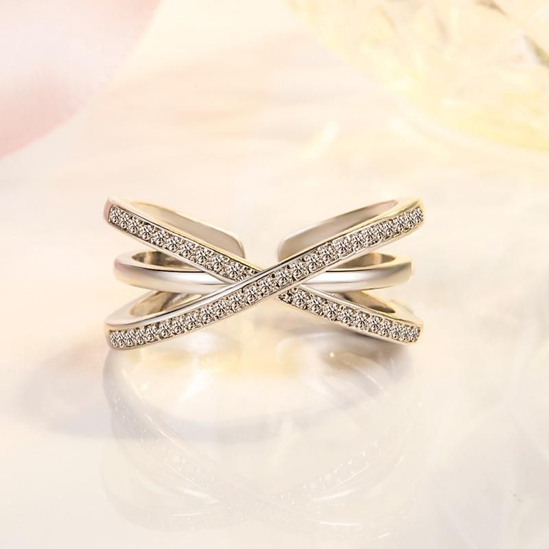 Silver Geometric Lines Interwoven Jewelry Winding Promise Wholesaler Ring