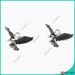 Black Enamel Anti-Silver Eagle Charm Pendant (SPE)