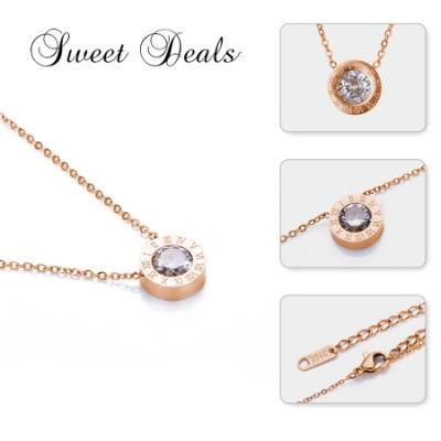 Fashion Jewelry Necklaces Zircon Pendant Simple Stainless Steel Necklace
