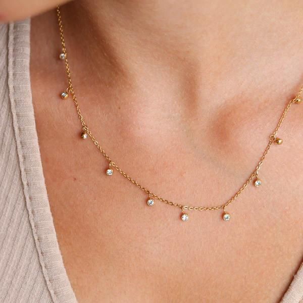 18K Gold Plated Stainless Steel Jewelry Charm Necklace Wholesale Jewelry