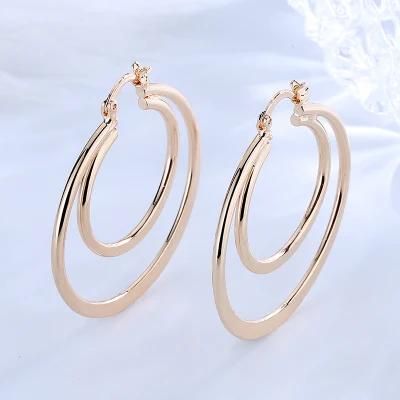 New Trendy Zirconia Jewelry Big Large Round Simple Earring for Women