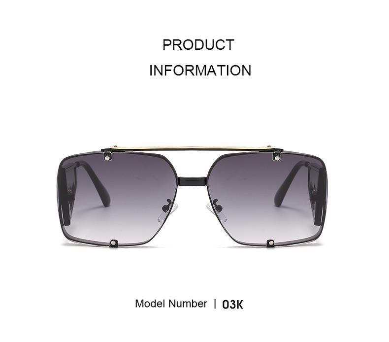 Fashion Plane Style Retro Square UV400 Metal Sunglasses