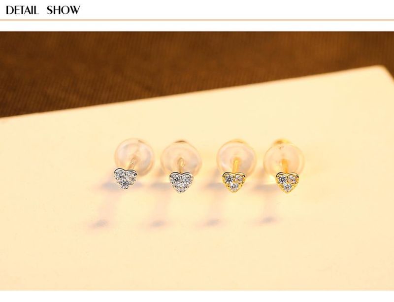 Cute Stub Earring for Women Heart Shaped Earrings with Crystals