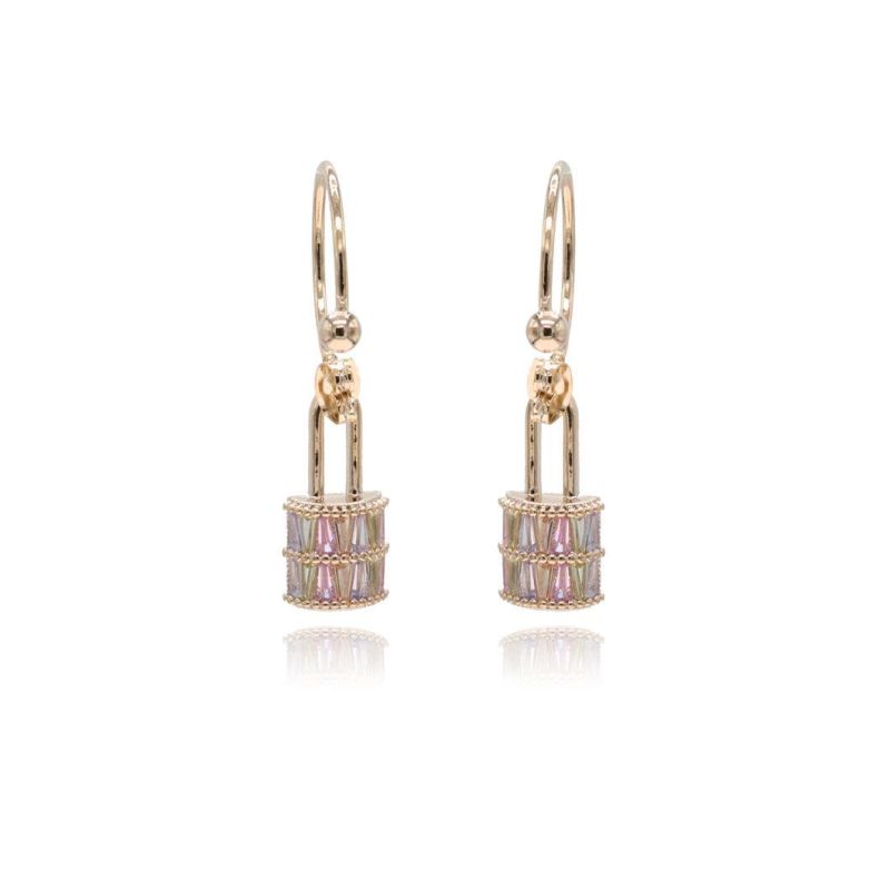 Fashion Colorful Zircon Gold-Plated Pendant Earrings