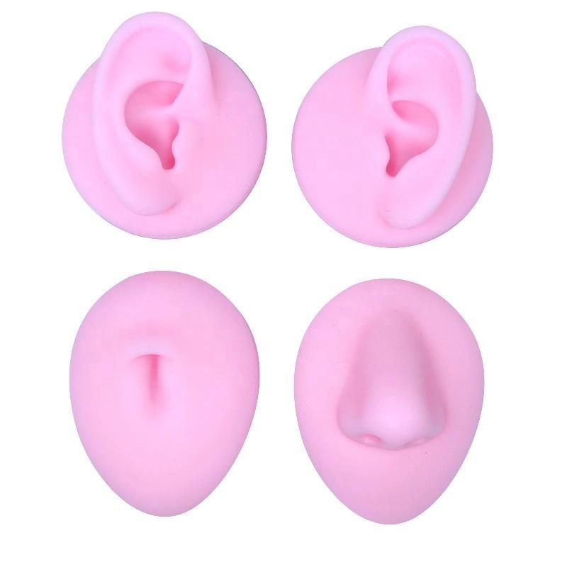 Pink Color Display Model with Stand Soft Silicone Faux Real Artificial Piercing Model Wholesale Body Jewelry