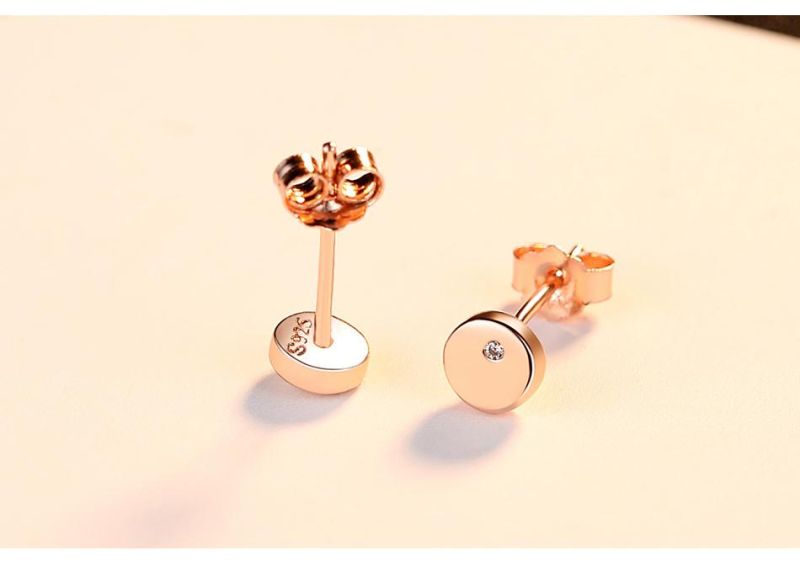 Charming Gold 925 Sterling Silver Cubic Zirconia Mini Ear Studs