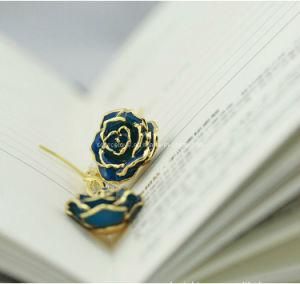 Fashion Earrings Jewelry-24k Gold Rose Earring (EH053)