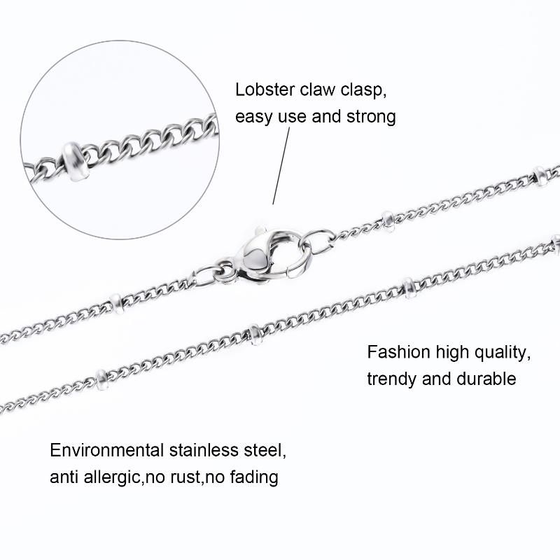 Fashion Jewelry Accessories Stainless Steel Satellite Necklace Curb Chain Necklace with Beads for Lady Jewelry