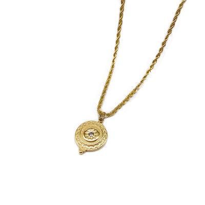 Stainless Steel Fashion Jewelry Gold Necklace, 18K Gold Diamond Necklace Chains, Flower Necklaces Long Chain Necklace