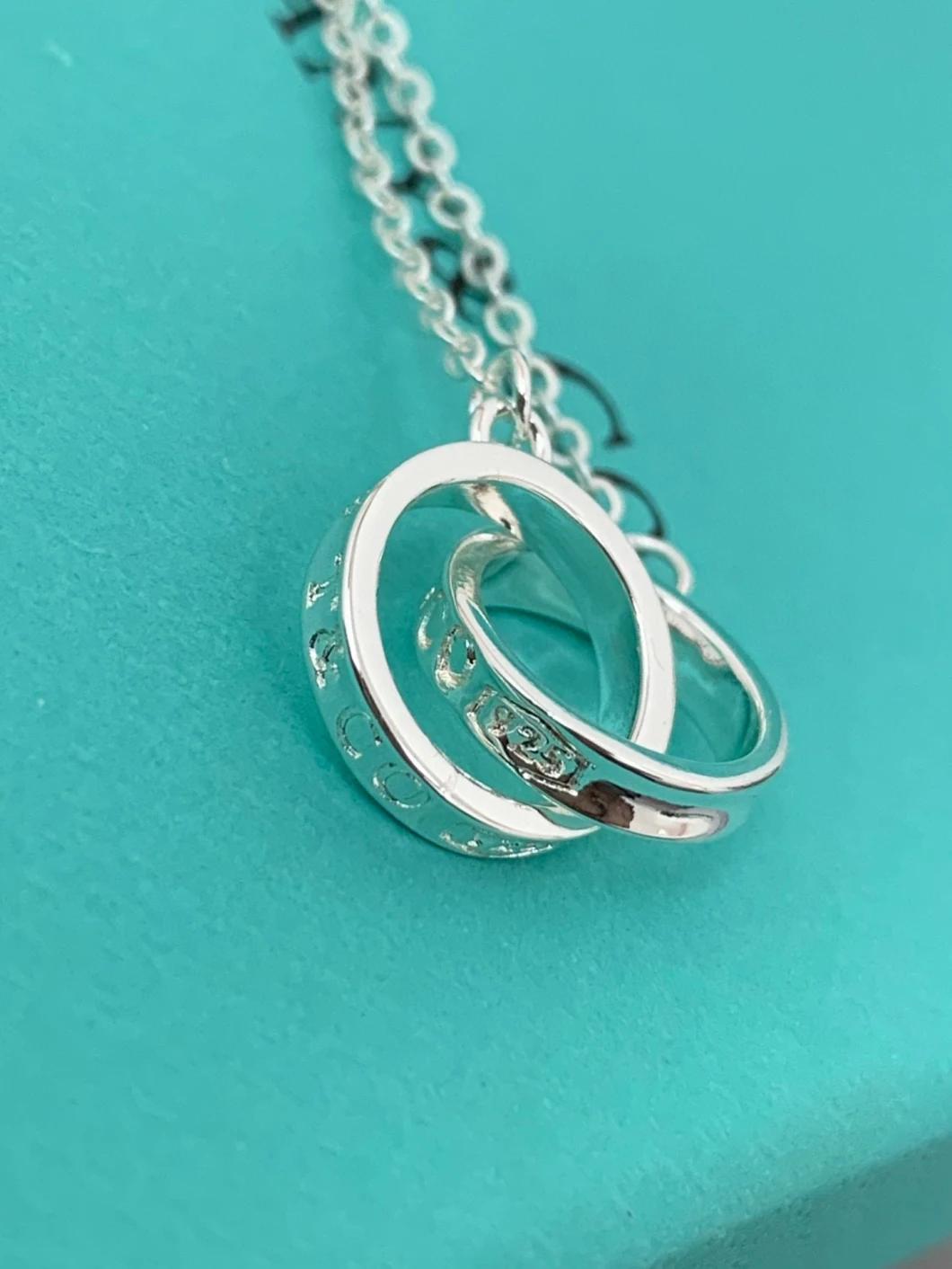 New 925 Sterling Silver Concentric Circle Sterling Silver Luxury Necklace