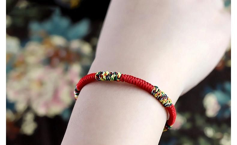 Handmade Woven Colorful Rope Red Rope Bracelet Five-Color Line Diamond Knot Bracelet Dragon Boat Festival Hand Rope Men and Women Accessories