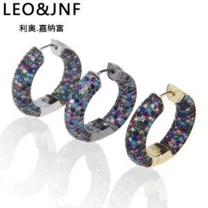 Wholesale Fashionable Jewelry Colorful Zircon Round Design Gold Hoop Earrings