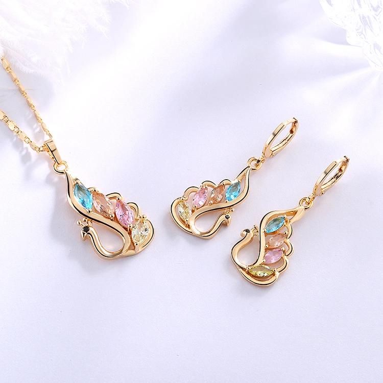 Colorful 18K Gold Plated Zircon Necklace Jewelry Set with Cheap Price