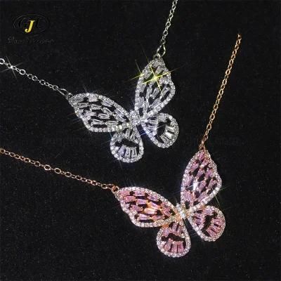 Dainty Gold Chain Rhinestone Silver Crystal Butterfly Necklace for Women