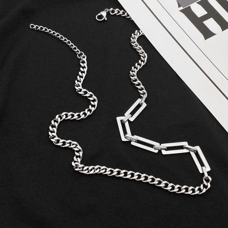 High Quality Necklace Jewelry Hip-Hop Personality Stainless Steel Thickness Chain Stitching Necklace All-Match Couple Jewelry Men Fashion Jewelry