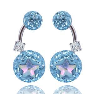 Elegant Double Disco Ball Aquamarine Austrian Star Crystal Earring