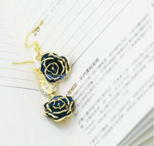24k Gold Rose Earring Made of Real Rose (EH048)