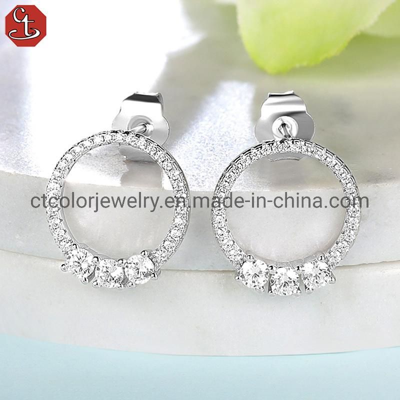 Fashion Jewelry white cz 925 sterling silver earrings women′s jewellery factory Wholesale