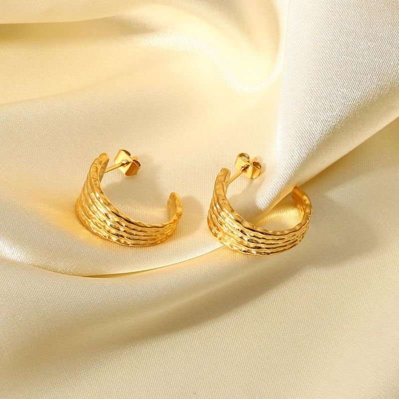 Factory Customized Fashion High-Quality Wholesale Stainless Steel Jewelry 18K Gold-Plated Regular Line Female Earrings