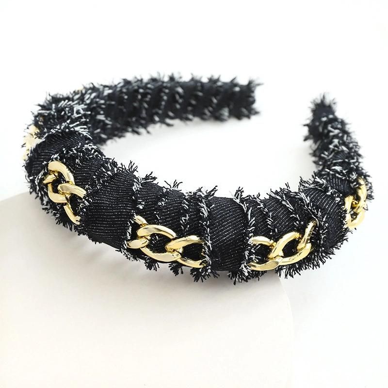 Chain Cowboy Hair Band Creative New Thickened Sponge Wrap Headband