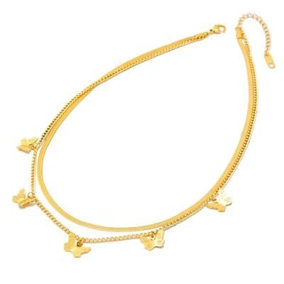 Manufacturer Customized Fashion Jewelry High Quality Matte Gold-Plated Large-Level Necklace Stainless Steel