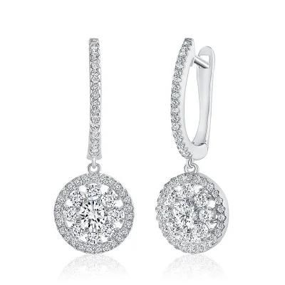 Custom Jewelry 18K Gold Plated 925 Sterling Silver Moissanite Diamond Zircon Drop Hoop Cubic Zirconia Huggie Earring