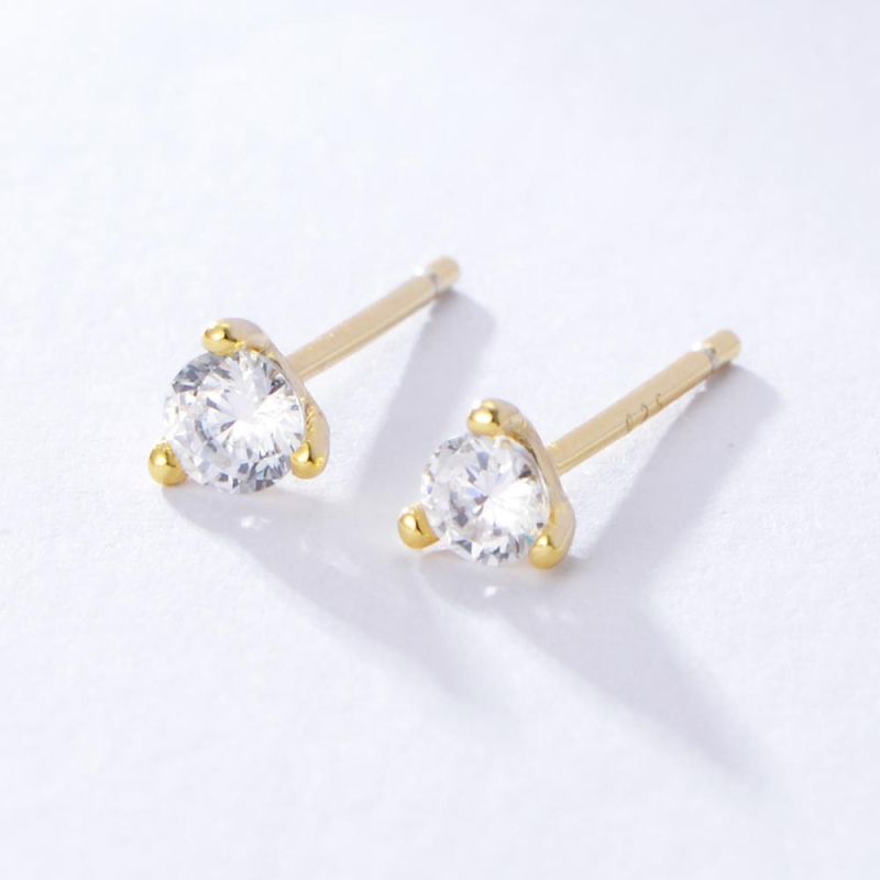 Classic Jewelry 925 Sterling Silver Tiny Zirconia Simple Stud Earrings for Women