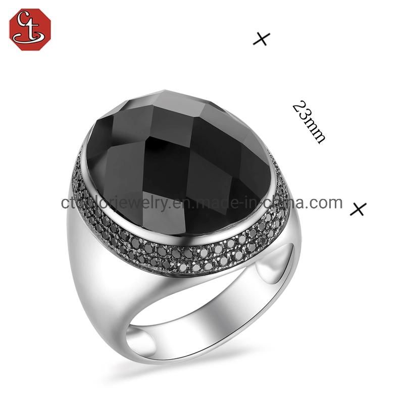 2022 new fashion jewerly 925 silver black 4A Zircon Ring for women