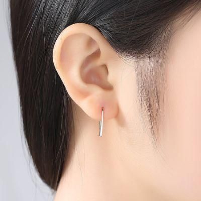 Minimal Jewelry 925 Silver Plain Gold Baguette Earrings Statement