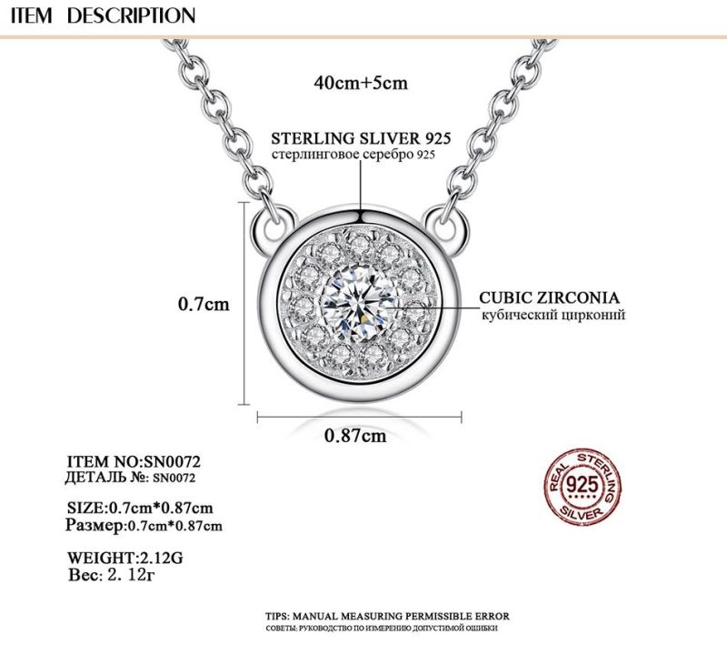 American Fashion Inlaid Zircon Full Diamond Pendant Necklace