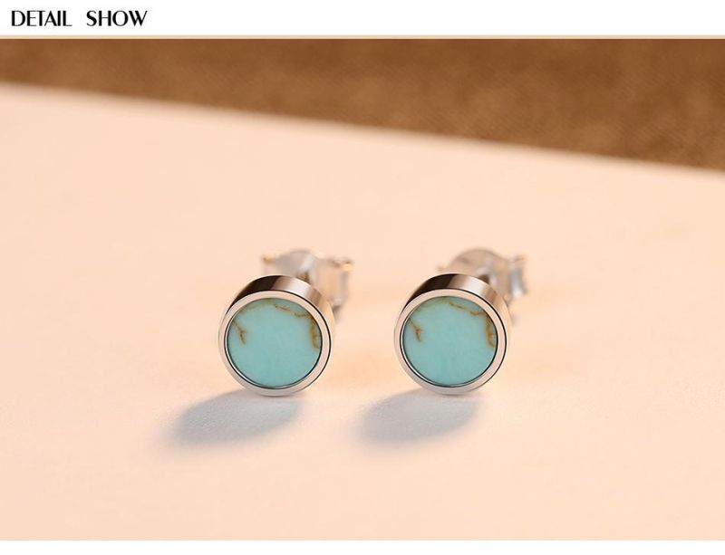 Popular Jewelry Silver Earring Ear Stud with Verdant Stone