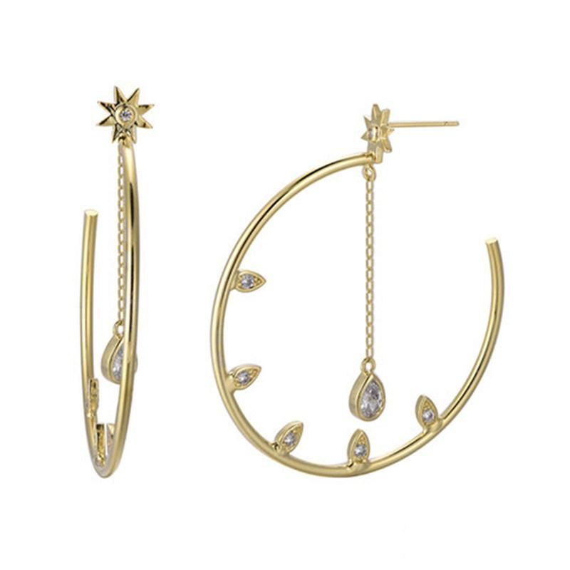 925 Silver or Brass CZ Simple Round Wedding Earring for Ladies