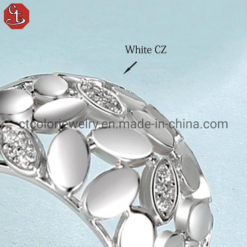 Wholesale Jewellery Trendy White CZ 925 Sterling Silver Ring&Earrings Jewelry Set