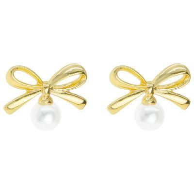 Fashion Jewelry Bow Stud Earrings Pearl Earrings