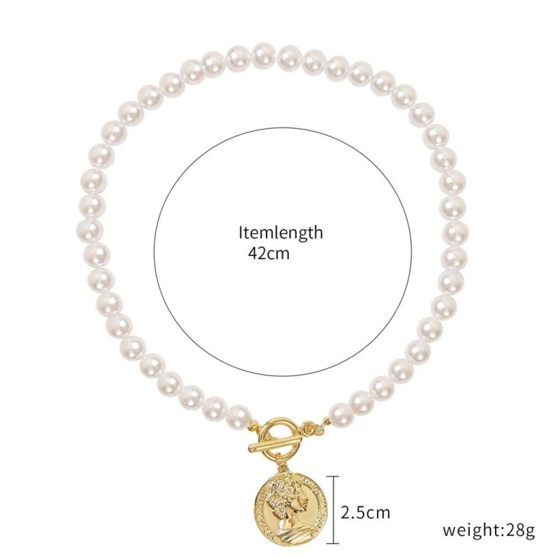 Fancy Good Quality Human Head Personality Coin Pendant Portrait Coin Versatile Pearl Necklace