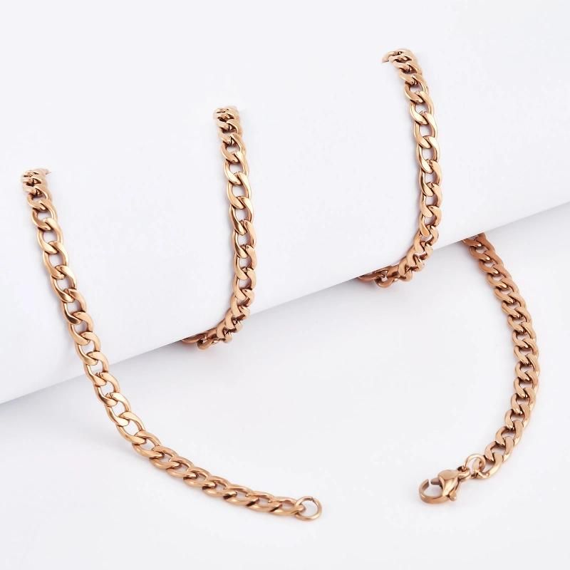 Wholesale Fashion Accessories Hip Hop Curb Chain Stainless Steel Jewelry for Bracelet Layering Necklace Design