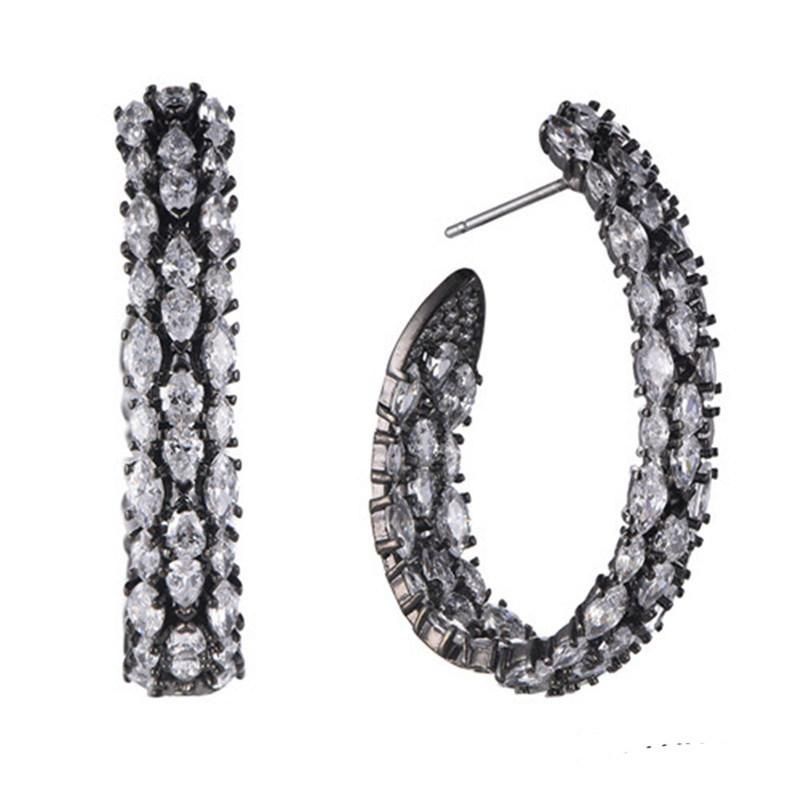 925 Silver W Shaped Green Stone Earring for Women